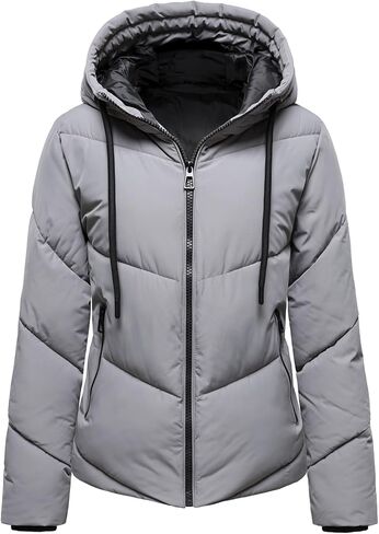 HOOD CREW Womens Winter Coat Windproof Warm Puffer Jacket Quilted Short Down Jacket with Hood in Saudi Arabia