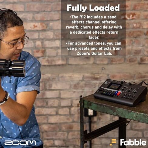 Zoom R12 MultiTrak Portable Recorder Bundle with ZDM-1 Podcast Mic Pack, Headphones, Mic Stand, XLR Cable, Foam Windscreen, Batteries and 32GB microSD Card in Saudi Arabia
