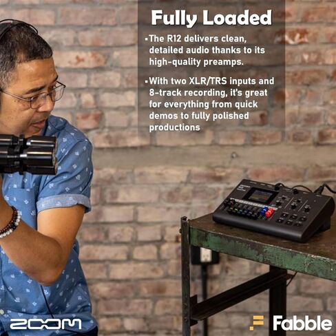 Zoom R12 MultiTrak Portable Recorder Bundle with ZDM-1 Podcast Mic Pack, Headphones, Mic Stand, XLR Cable, Foam Windscreen, Batteries and 32GB microSD Card in Saudi Arabia