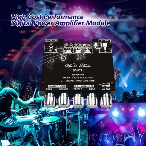 Mini Bluetooth 5.0 Digital Amplifier, 2.1 Channel HiFi Audio Stereo Equalizer Amp, Home Audio Power Amplifier for Speakers Subwoofer in Saudi Arabia