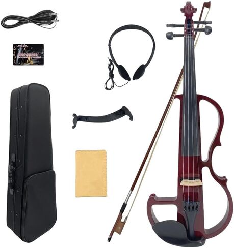 Yinfente Electric Violin 4/4 Full Size Silent 4 String Student Beginner Violin Ebony Fittings With Case Bow Shoulder rest Rosin Cable Headphone in Saudi Arabia