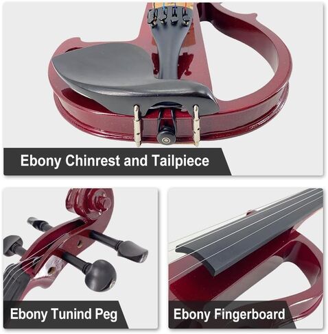 Yinfente Electric Violin 4/4 Full Size Silent 4 String Student Beginner Violin Ebony Fittings With Case Bow Shoulder rest Rosin Cable Headphone in Saudi Arabia