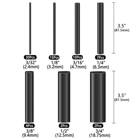 70PCS Heat Shrink Tubing Kit - 3:1 Ratio Adhesive Lined, Wire Shrink Wrap Tubing - Industrial Heat-Shrink Tubing - Black - Shrink Wrap Tubing | Trusted UL Certification in Kuwait