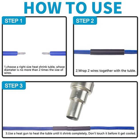 70PCS Heat Shrink Tubing Kit - 3:1 Ratio Adhesive Lined, Wire Shrink Wrap Tubing - Industrial Heat-Shrink Tubing - Black - Shrink Wrap Tubing | Trusted UL Certification in Kuwait