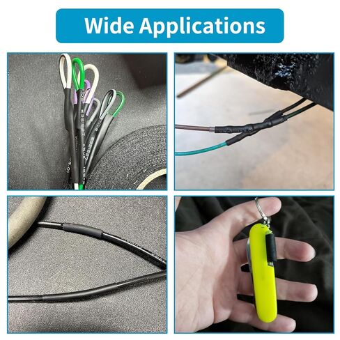 70PCS Heat Shrink Tubing Kit - 3:1 Ratio Adhesive Lined, Wire Shrink Wrap Tubing - Industrial Heat-Shrink Tubing - Black - Shrink Wrap Tubing | Trusted UL Certification in Kuwait