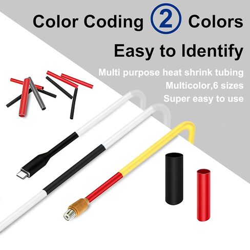 100 قطعة 3: 1 مجموعة أنابيب الانكماش الحراري، غلاف قابل للانكماش بدرجة مقاومة للبحرية مبطن بمادة لاصقة - طول 1.75 بوصة، مقاس 6 مثالي للمنزل والصناعي، 1/8 بوصة - 3/4 بوصة - أسود، أحمر in Kuwait