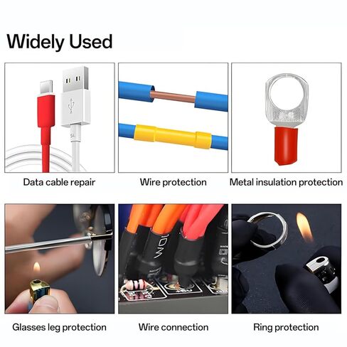 طقم أنابيب الانكماش الحراري 164 قطعة 2:1 أنبوب الانكماش الحراري العازل الكهربائي، 5 ألوان و8 أحجام للصناعة والسيارات وإصلاح الأسلاك والكابلات in Kuwait