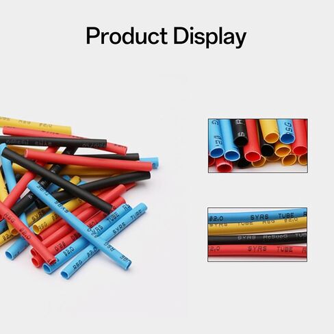 طقم أنابيب الانكماش الحراري 164 قطعة 2:1 أنبوب الانكماش الحراري العازل الكهربائي، 5 ألوان و8 أحجام للصناعة والسيارات وإصلاح الأسلاك والكابلات in Kuwait