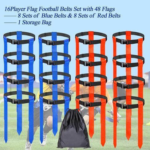 16 مجموعة من أحزمة كرة القدم، مجموعة علم كرة القدم قابلة للتعديل مع أعلام وحزام تدريب أعلام كرة القدم مع حقائب تخزين in Kuwait