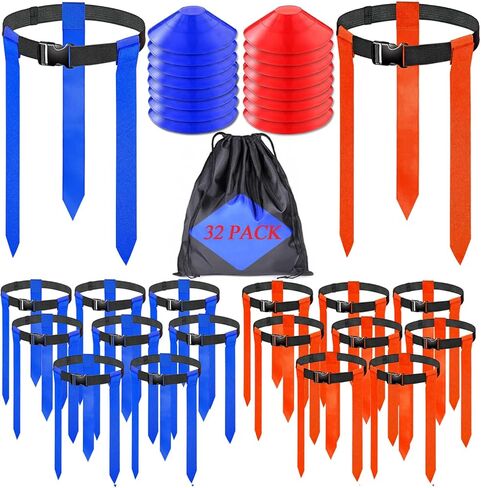 16 مجموعة من أحزمة كرة القدم، مجموعة أعلام كرة القدم قابلة للتعديل، مجموعة تدريب أعلام كرة القدم تتضمن مخاريط، حقيبة تخزين، 16 مجموعة من أحزمة كرة القدم مع مخاريط in Kuwait