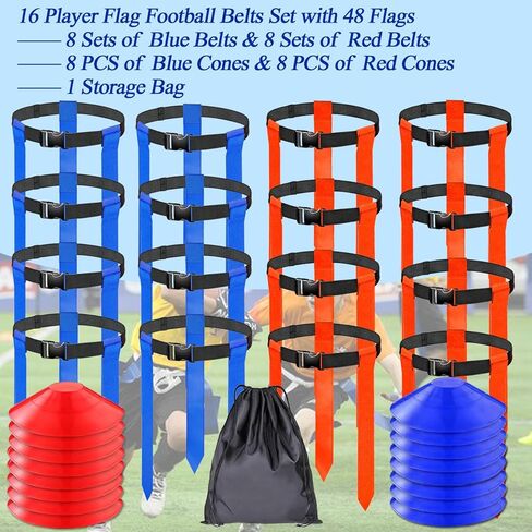 16 مجموعة من أحزمة كرة القدم، مجموعة أعلام كرة القدم قابلة للتعديل، مجموعة تدريب أعلام كرة القدم تتضمن مخاريط، حقيبة تخزين، 16 مجموعة من أحزمة كرة القدم مع مخاريط in Kuwait