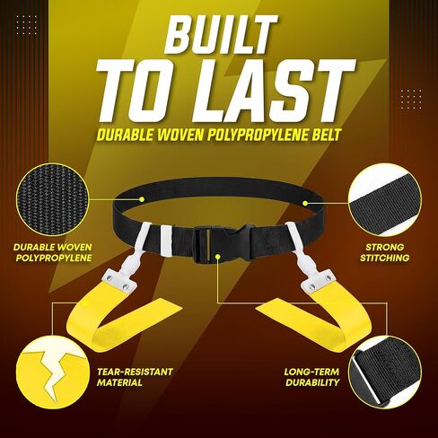 TEYS Flag Football Belts, Adjustable Waist for Youth & Adults, 1 Belt & 2 "POP" - Popper Flags, Heavy Duty Equipment for Game in Kuwait