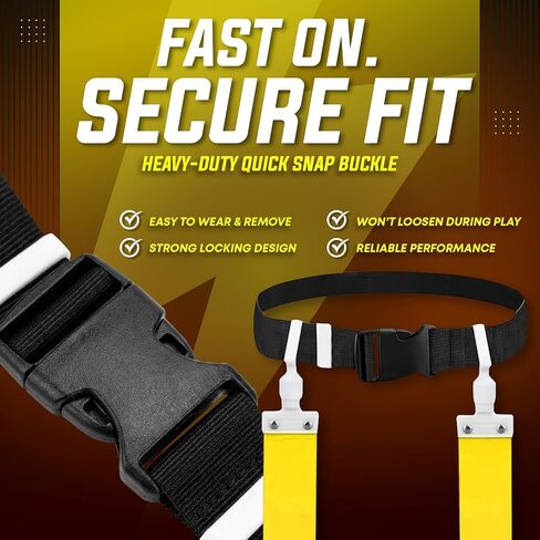 TEYS Flag Football Belts, Adjustable Waist for Youth & Adults, 1 Belt & 2 "POP" - Popper Flags, Heavy Duty Equipment for Game in Kuwait