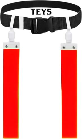 TEYS Flag Football Belts, Adjustable Waist for Youth & Adults, 1 Belt & 2 "POP" - Popper Flags, Heavy Duty Equipment for Game in Kuwait