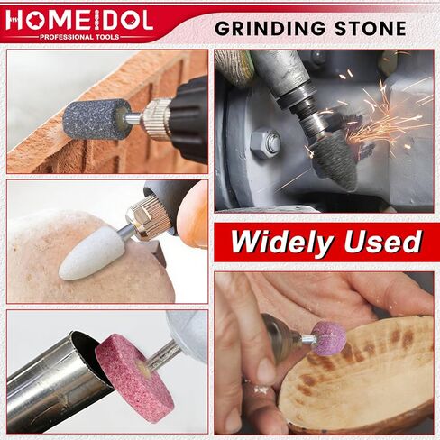 14 Pcs Drill Grinding Stone, HOMEIDOL 1/4" Shank Abrasive Bit Grinding Wheel for Drill Grinder Attachment, 4 Shapes Aluminum Oxide Rotary Grinding Stone Mounted Sharpening Bits for Metal, Polishing in Kuwait