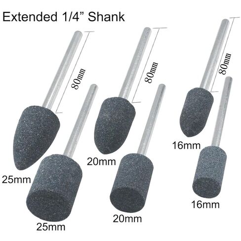 80mm Extra Long Shank Drill Grinding Stone Sets, Extended 1/4" Shank Aluminum Oxide Mounted Grinding Points for Drill Rotary Tools (Pack of 8) in Saudi Arabia