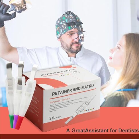 Dental Matrix Bands Orange Metal Restoration Matrix-Profecto Model with 180°Adjustable Retainer Dental Sectional Contoured Matrice Roll Type for Crownwork 24Pcs/Box in Saudi Arabia