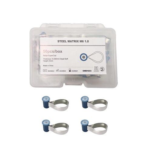50Pcs Dental Double-Side Contoured Matrix Bands, Dental Stainless Steel Knob Type Matrix Band for Teeth Restoration Dental Materials (Gray-Yellow) in Kuwait