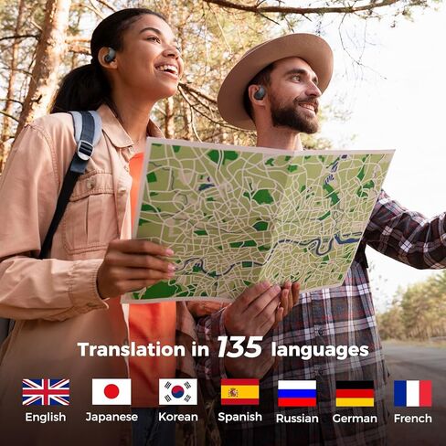 ERAZER X5 AI Translation Earbuds Real Time, 135 Languages Translator Earbuds, 3-in-1 Open Translation Headphones, Compatible with iOS & Android, Translation Device for Travel Business Learning in Kuwait