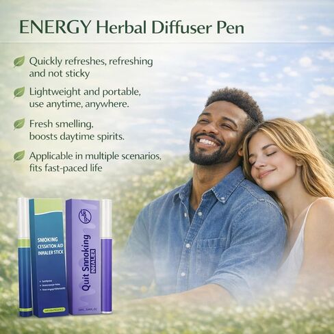 Herbal Diffuser Pen –2 Sticks Smokeless Inhaler for Quitting Smoking, Lung Cleansing with Vitis Vinifera (Grape) & Fresh Mint – Vaporless Flavored Air Freshener in Saudi Arabia