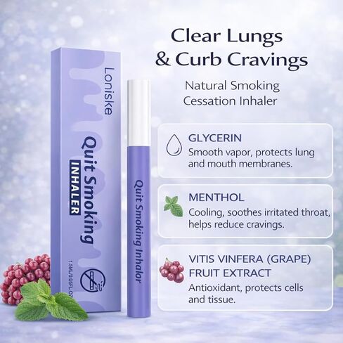 Herbal Diffuser Pen –2 Sticks Smokeless Inhaler for Quitting Smoking, Lung Cleansing with Vitis Vinifera (Grape) & Fresh Mint – Vaporless Flavored Air Freshener in Saudi Arabia