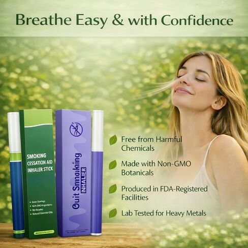 Herbal Diffuser Pen –2 Sticks Smokeless Inhaler for Quitting Smoking, Lung Cleansing with Vitis Vinifera (Grape) & Fresh Mint – Vaporless Flavored Air Freshener in Saudi Arabia