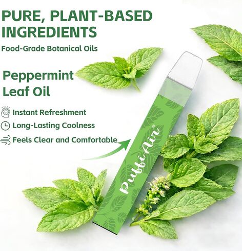 جهاز استنشاق الهواء العشبي PUFFIAIR بالنعناع | مع منقوع النعناع الطبيعي للانتعاش الفوري والرغبة الشديدة وتخفيف التوتر، أجهزة الاستنشاق غير الكهربائية الخالية من الدخان والخالية من النيكوتين، يمكن استخدامها في أي مكان - قطعتان (2) in Kuwait