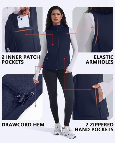 Women's Fleece Vest Softshell Windproof Sleeveless Jacket with Zipper Pockets Running Hiking Golf Winter in Saudi Arabia