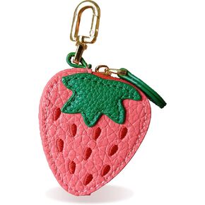 محفظة عملة الفراولة ، سحر حقيبة جلدية لحقائب اليد ، سحر محفظة الفاكهة ، إكسسوارات سلسلة مفاتيح لطيفة مع سستة ، هدايا عملة معدنية صغيرة للنساء in Kuwait