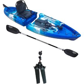 Brooklyn 9.0 Modular Pedal Kayak من BKC، قوارب الكاياك المعيارية للصيد والترفيه خفيفة الوزن للجلوس على القمة، محرك زعنفة، توجيه الدفة، سعة 300 رطل، تصميم مدمج مكون من قطعتين in Kuwait