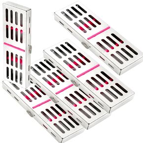5 Ea Pink Sterilization Cassette Rack Tray for 5 Instruments German Grade Stainless Cynamed in Kuwait