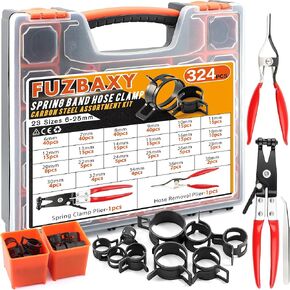 352Pcs Spring Band Hose Clamp Assortment Kit with Pliers, 15 Sizes 6-25mm Spring Band Type Clamps for Fuel Hose Line, Silicone, Vacuum, Low Pressure Air Hoses,DIY Projects,Silicone Hose in Kuwait