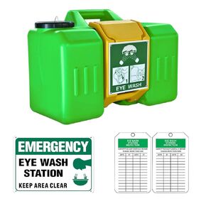 9-Gallon Portable Eye Wash Station, OSHA-Approved Wall Mount Emergency Eye Washing Station, Includes Sign & 2 Inspection Tags, First Aid Units for Workplace Safety, Bright Green in Saudi Arabia