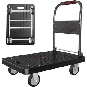 شاحنة منصة، عربة يد قابلة للطي مع عجلة دوارة مقاس 34 بوصة × 22 بوصة، عربة دوللي للخدمة الشاقة، سعة 1000 رطل، 6 عوارض فولاذية حاملة للاستخدام المنزلي في مرآب المستودعات in Kuwait