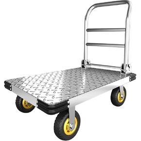 Push Cart Dolly Heavy-Duty Platform Truck Cart with Swivel Wheel 2200 LBS Capacity Foldable Flatbed Cart Large Steel Platform Dolly Cart for Groceries, Garage, Warehouse (36"X 24") in Kuwait