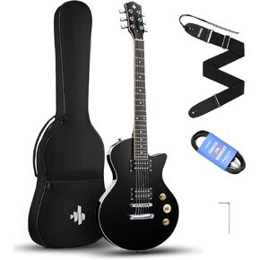 Donner DSC-128 Electric Guitar, 39" Solid Body Beginner Full Size Kit with Bag, Strap & Cable, Black in Kuwait