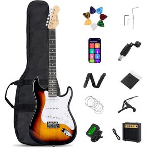 39 بوصة كاملة الحجم الغيتار الكهربائي مجموعات الغيتار الكهربائي للمبتدئين مع 10W أمبير الكلاسيكية SSS بيك اب كاملة مع أزعج حقيبة موالف كابو حزام يختار اللفافات سلسلة الغيتار الأسود in Kuwait