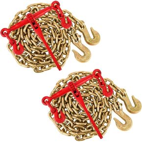 3/8in-1/2in Chains Binders Set of 2, Heavy Duty Ratchet Binders with 2x10FT Chains, 12000 LBS WLL for Towing, Flatbed Cargo Securement, Industrial Hauling for Truckers & Contractors in Kuwait