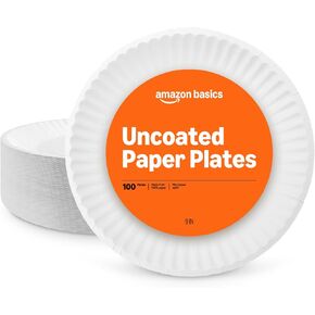 Amazon Basics 9" Uncoated White Paper Plates 100 Count (Pack of 1) in Kuwait