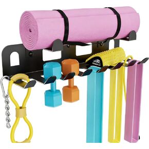 Multi-Purpose Gym Equipment Storage Rack for Resistance Bands,Heavy-Duty Wall-mounted Gym Home Rack for Exercise Bands,Yoga mat,Jump Ropes,Barbells,Home Gym Accessories Organization Storage Rack in Kuwait