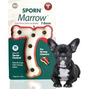 Sporn Durable T-Bone Dog Treat Toy Chew Bone for Aggressive Chewers, Jerky Flavor Small Dog Dental Chews, Nylon Interactive Dog Bone, XS/SM in Kuwait