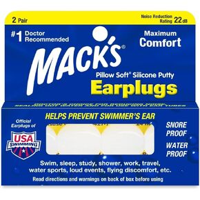 Mack’s Pillow Soft Silicone Earplugs, 2 Pair – The Original Moldable Silicone Putty Ear Plugs for Sleeping, Snoring, Swimming, Travel, Concerts and Studying in Kuwait