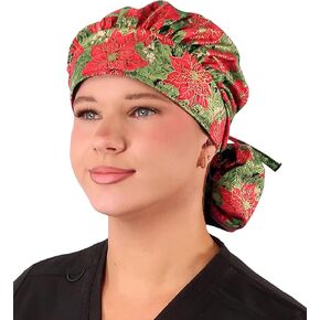 Sparkling EARTH Banded Bouffant Ponytail Surgical Scrub Working Cap and Built-in Sweatband - 100% Cotton - Made in The USA! in Kuwait