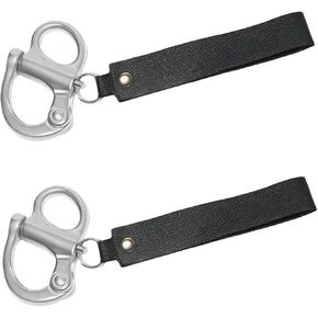2-Pack Silver Quick Release Shackle Compatible with SCBA Mask, Firefighter Accessories, Stainless Steel Quick Release Clip with Leather Handle, Firefighter Gear Accessories in Kuwait