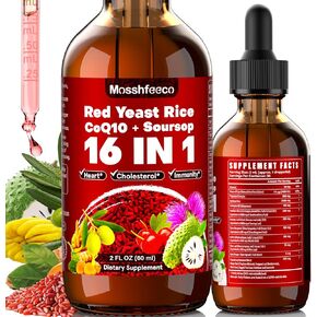 Red Yeast Rice with CoQ10 & Soursop Leaf Extract - Vegan Cholesterol Support Supplement with Red Yeast Rice, Promotes Heart & Immune Health, Non-GMO-2 Fl Oz in Saudi Arabia