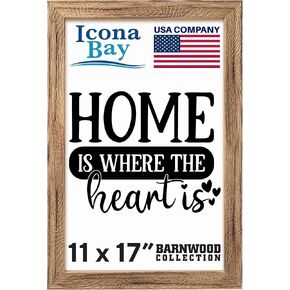 إطار صورة Icona Bay مقاس 11 × 17 بوني رمادي يناسب صور مقاس 11 × 15، نمط ريفي ريفي مقاس 11 × 17 إطار ملصق صغير، مثبت على الحائط فقط، مجموعة بارنوود in Kuwait