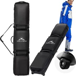 Wheeled Ski Bag for Air Travel - Extendable 155-185CM Waterproof Padded Rolling Snowboard Bag for Double Skis, Boots, Helmet & Ski Gear in Saudi Arabia