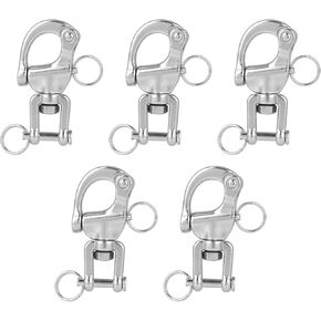 5pcs 316 Stainless Steel Swivel Jaw Snap Shackles, Heavy Duty Quick Release Spring Hook Clips, Marine-Grade Carabiner Sailboat Lift Rope Shackle for Sailing Rigging Climbing Towing Industrial Halyard in Kuwait