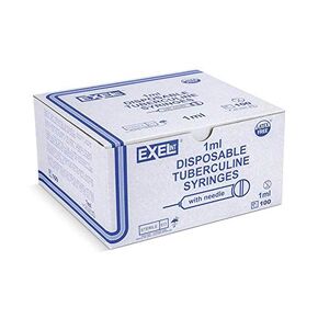 Exel 1mL Luer Slip Tuberculin Syringe with Needle, 27G X 1/2", 100/Box in Kuwait