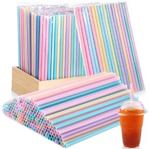 Eaasty 1000 Pcs Colorful Disposable Drinking Plastic Straws Bulk, 0.24'' Diameter and 7.87" Long Plastic Long Disposable Drinking Straws (Multicolor) in Kuwait